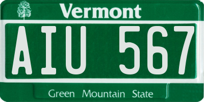 VT license plate AIU567