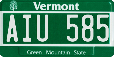 VT license plate AIU585