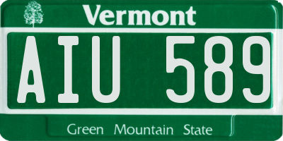 VT license plate AIU589