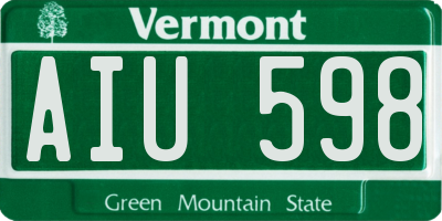 VT license plate AIU598
