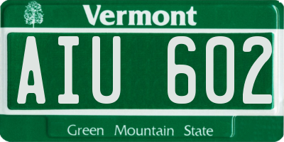 VT license plate AIU602