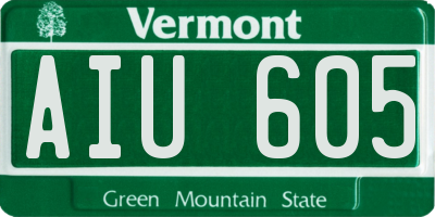 VT license plate AIU605
