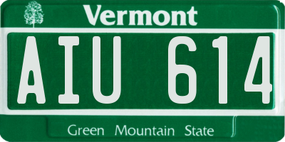 VT license plate AIU614