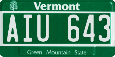 VT license plate AIU643