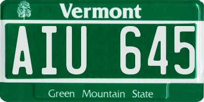 VT license plate AIU645