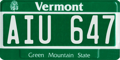 VT license plate AIU647