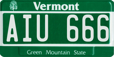 VT license plate AIU666