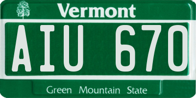 VT license plate AIU670