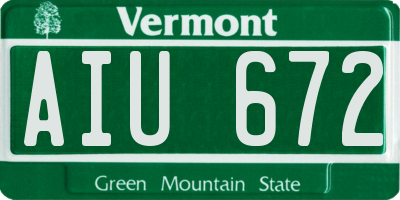 VT license plate AIU672