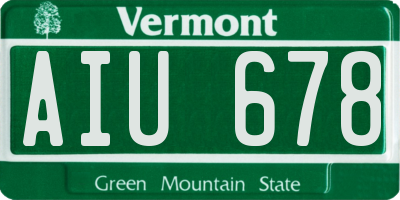 VT license plate AIU678