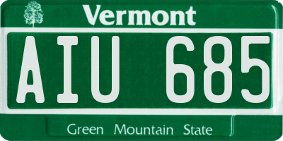 VT license plate AIU685
