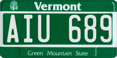 VT license plate AIU689