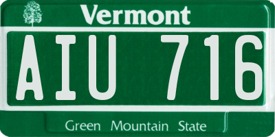 VT license plate AIU716