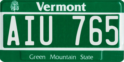 VT license plate AIU765