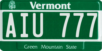 VT license plate AIU777