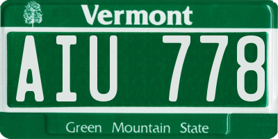 VT license plate AIU778