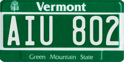 VT license plate AIU802