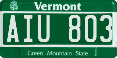 VT license plate AIU803