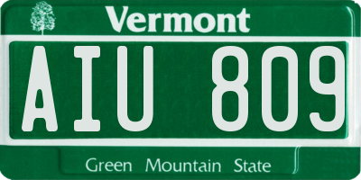 VT license plate AIU809