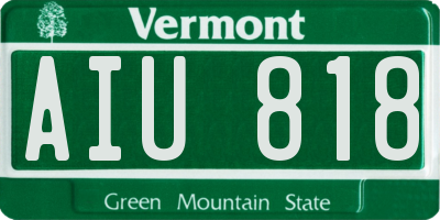 VT license plate AIU818