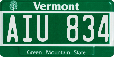 VT license plate AIU834