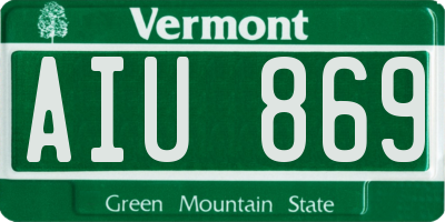 VT license plate AIU869