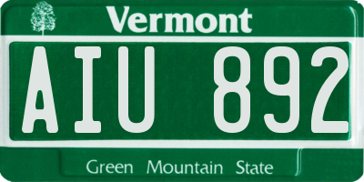 VT license plate AIU892