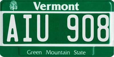 VT license plate AIU908