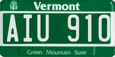 VT license plate AIU910