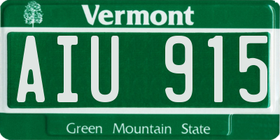 VT license plate AIU915