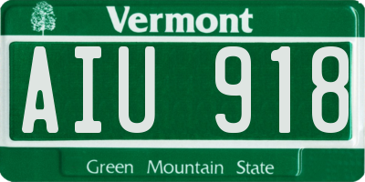 VT license plate AIU918