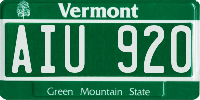 VT license plate AIU920