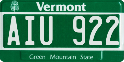 VT license plate AIU922