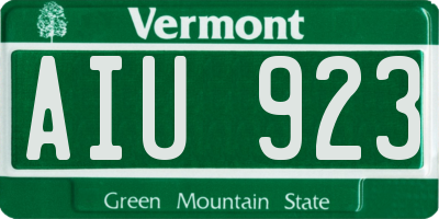 VT license plate AIU923