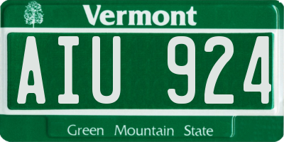 VT license plate AIU924