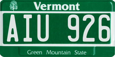 VT license plate AIU926