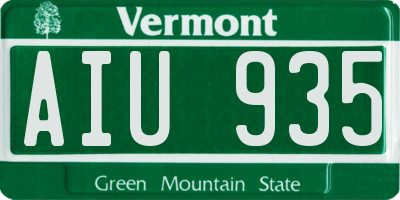 VT license plate AIU935