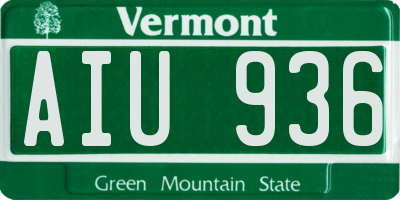 VT license plate AIU936