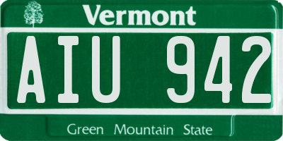 VT license plate AIU942