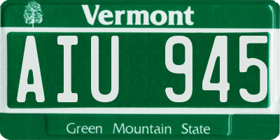 VT license plate AIU945