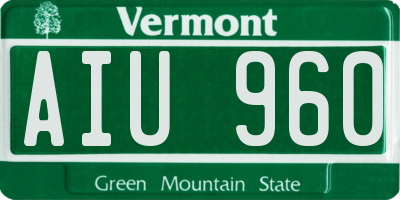 VT license plate AIU960
