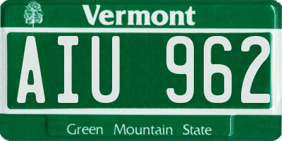 VT license plate AIU962