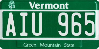 VT license plate AIU965