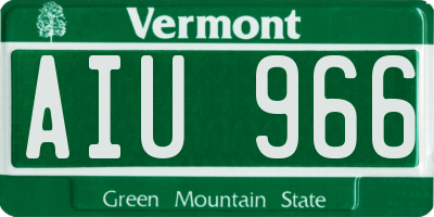 VT license plate AIU966