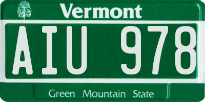 VT license plate AIU978