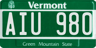 VT license plate AIU980