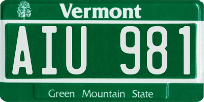 VT license plate AIU981