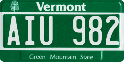 VT license plate AIU982