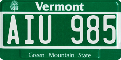 VT license plate AIU985