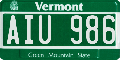 VT license plate AIU986